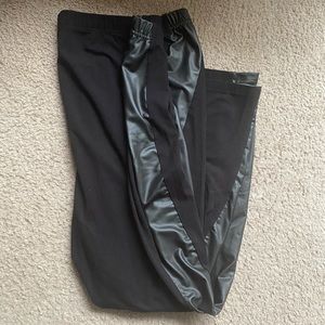 Black leggings with faux leather down side leg.